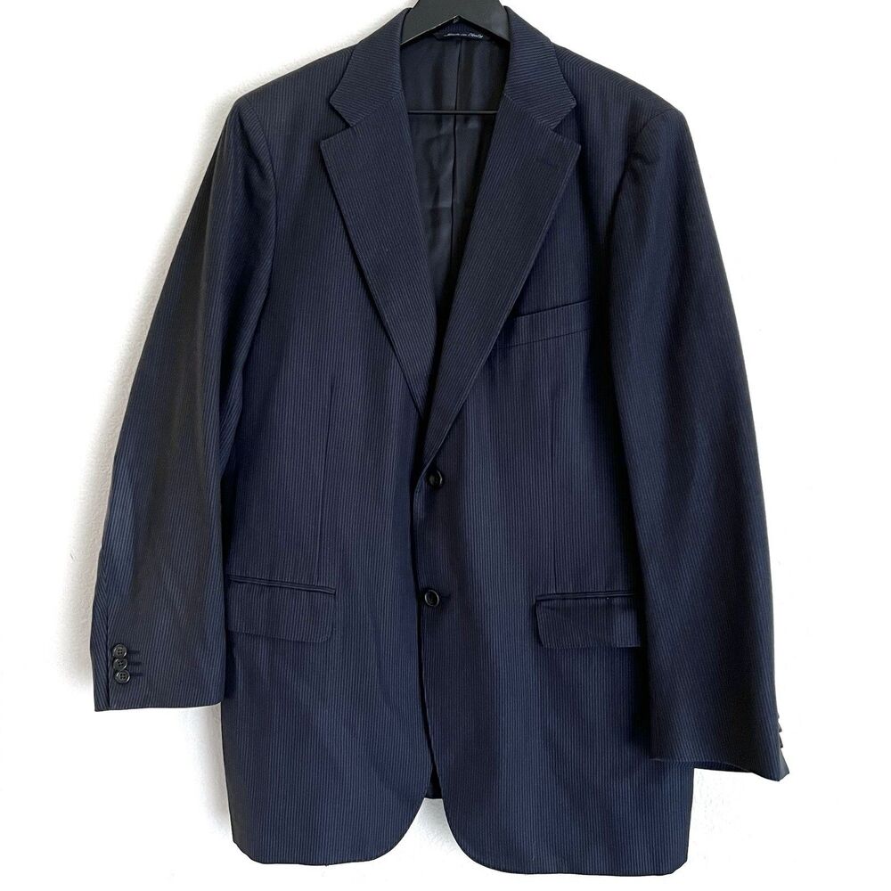 CANALI KEI COLLECTION Men’s Cotton Wool Pinstripe Blazer Size 46 US Navy